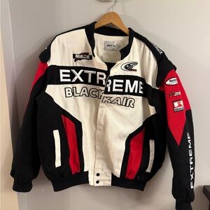 Black Air “Made Extreme” Moto Racing Jacket – White/Black/Red – Size L